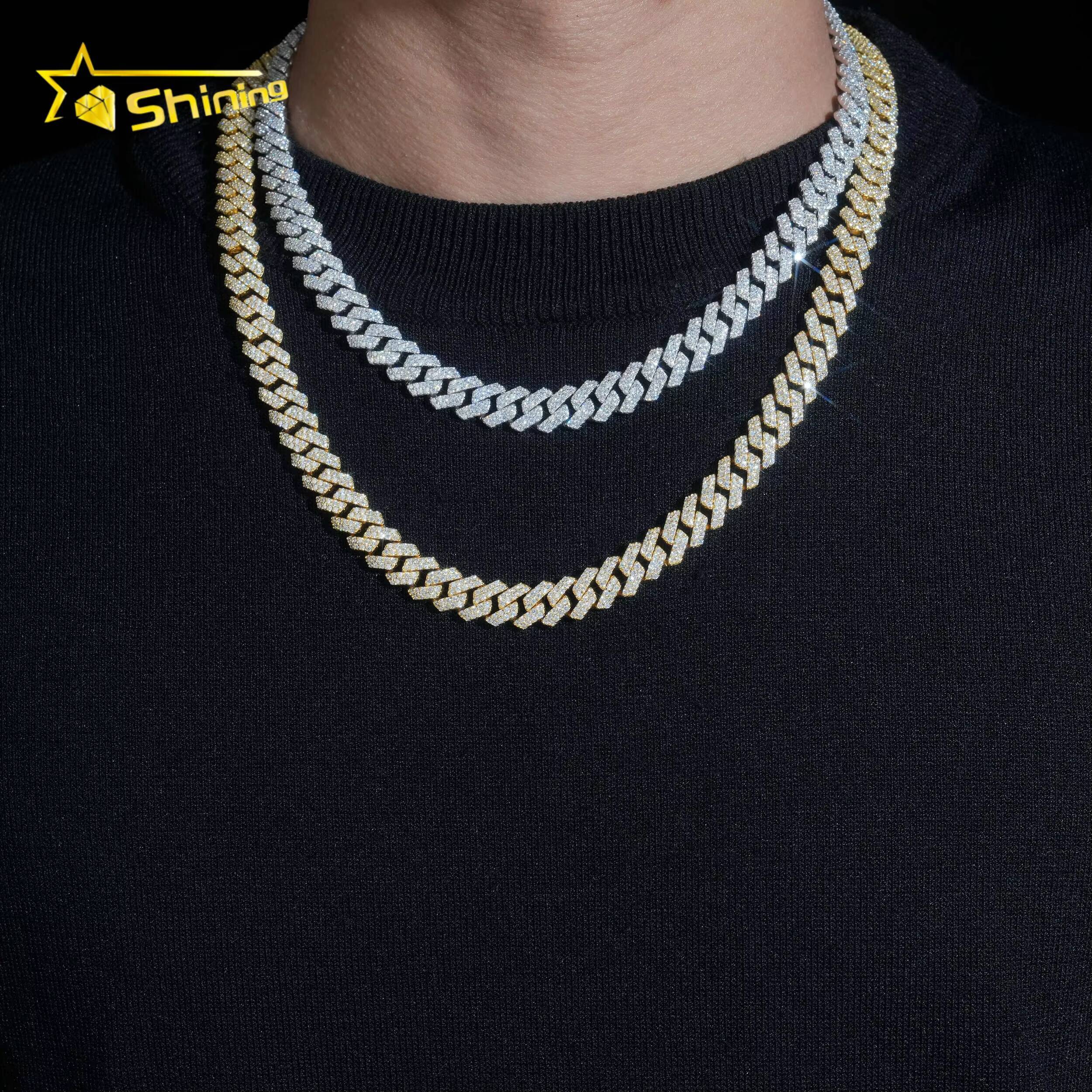 Wholesale Price Hip Hop Pass Diamond Tester Brass Iced Out Moissanite 10mm Cuban Link Chain