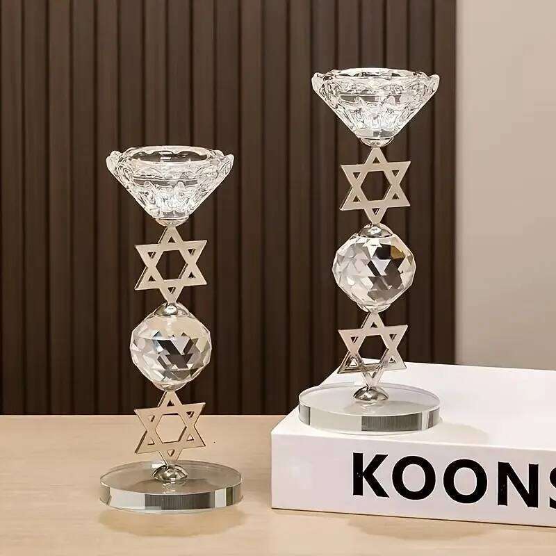 Hexagram Crystal Candle Holder Sacred Geometry Altar Stand for Meditation Yoga Healing Witchcraft Decor H260310