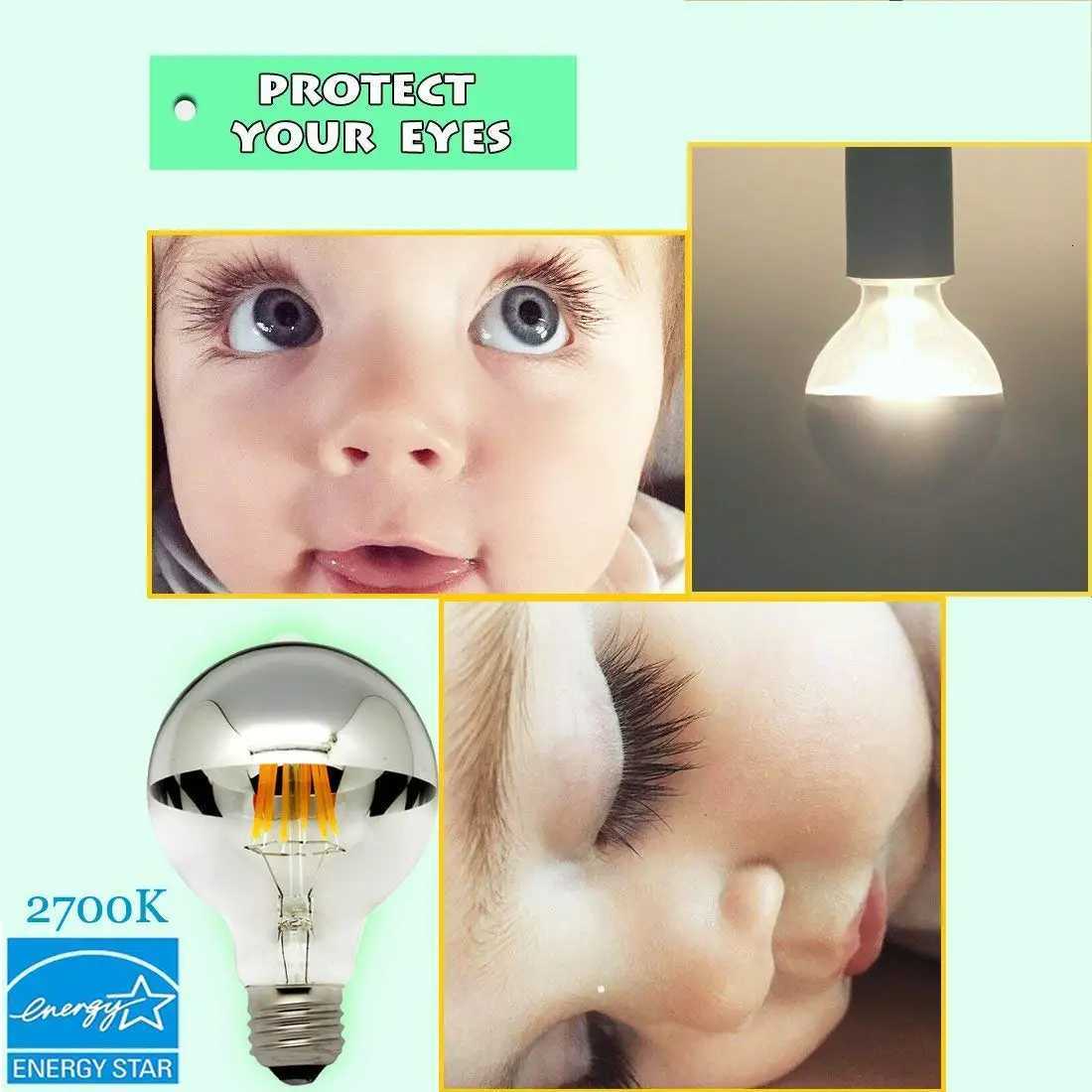 E14 E27 Led Filament Dimmable Sliver Light Bulb G45 Silver Mirror Top Retro Globe Lamp 8W Led Edison Bulbs E12 Warm White 2700K H260310