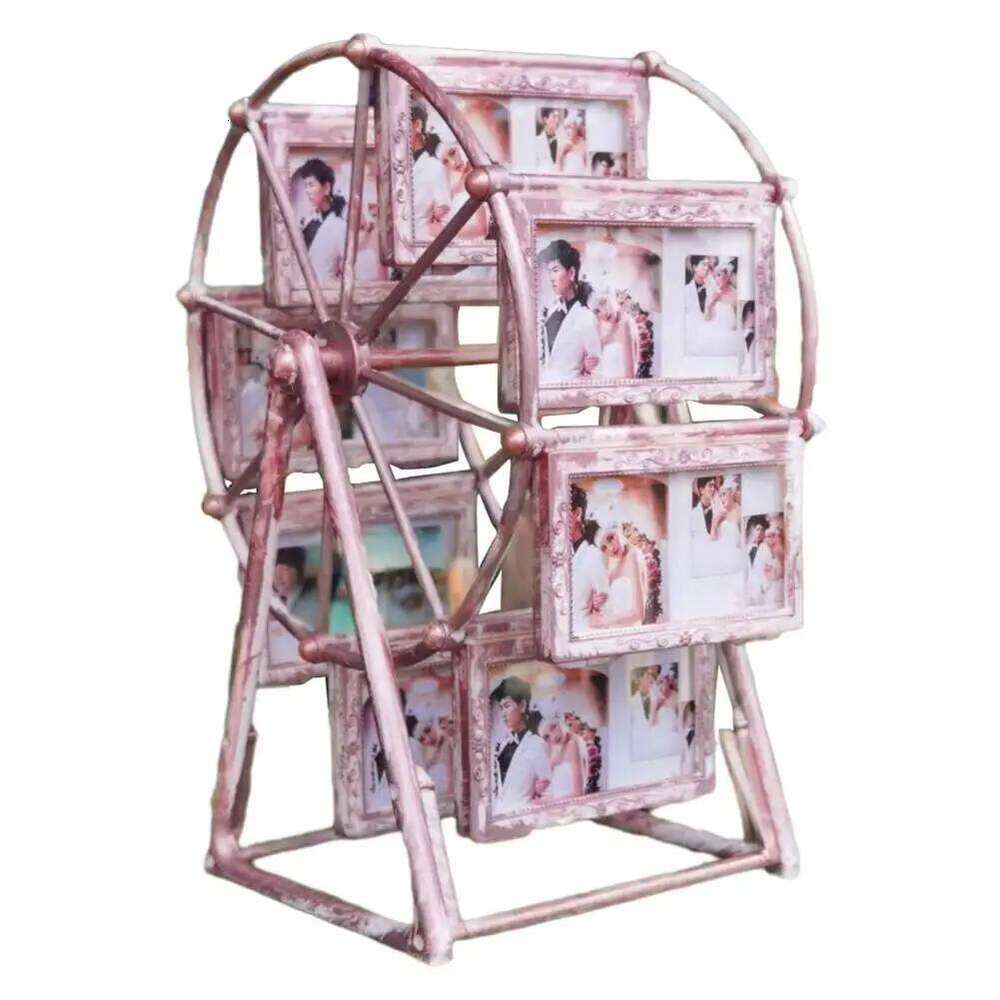 360 Degree Rotating Ferris Wheel Photo Frame 16-photo Vintage Embossed Display 360 Spin Bronze Picture for Home H260310 - view 3