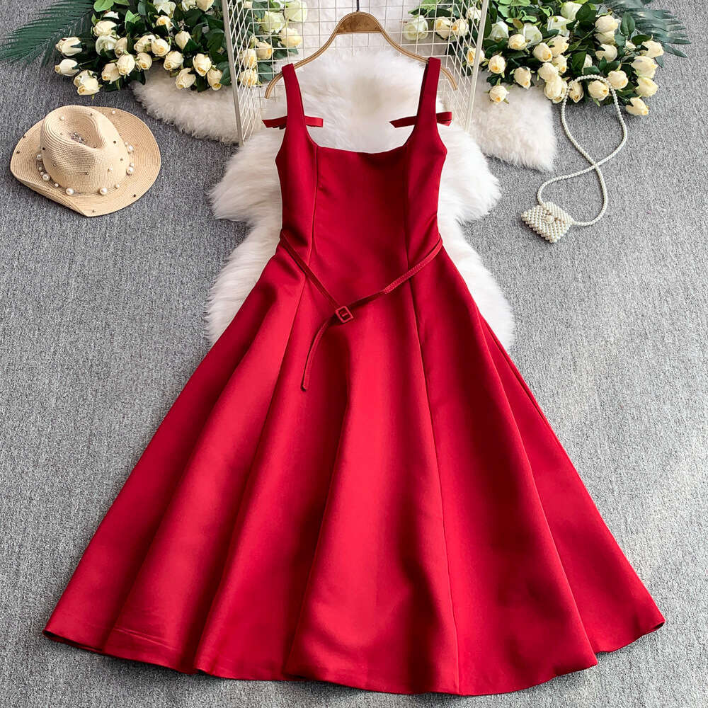 Women's elegant bow tie lace up dress with a brand new high-end style, waist cinching, slim fit, and wide hem