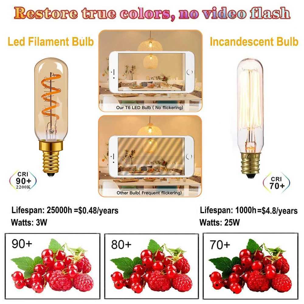 Tubular Retro Night Bulb E14 E12 220V 110V Dimmable 3W 2200K Soft Filament Living Room Table Light Chandelier Replaceable Bulbs H260310