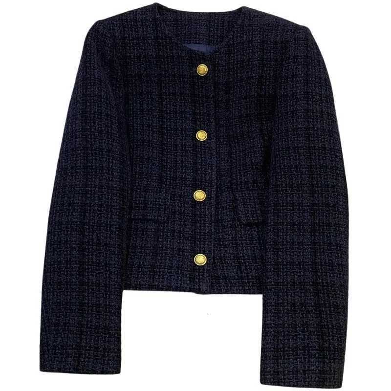 Spring Autumn Women Navy Suits Jacket New Fashion Casual Lined Short Coat Ladies Xiaoxiangfeng Blazer OutwearT260310