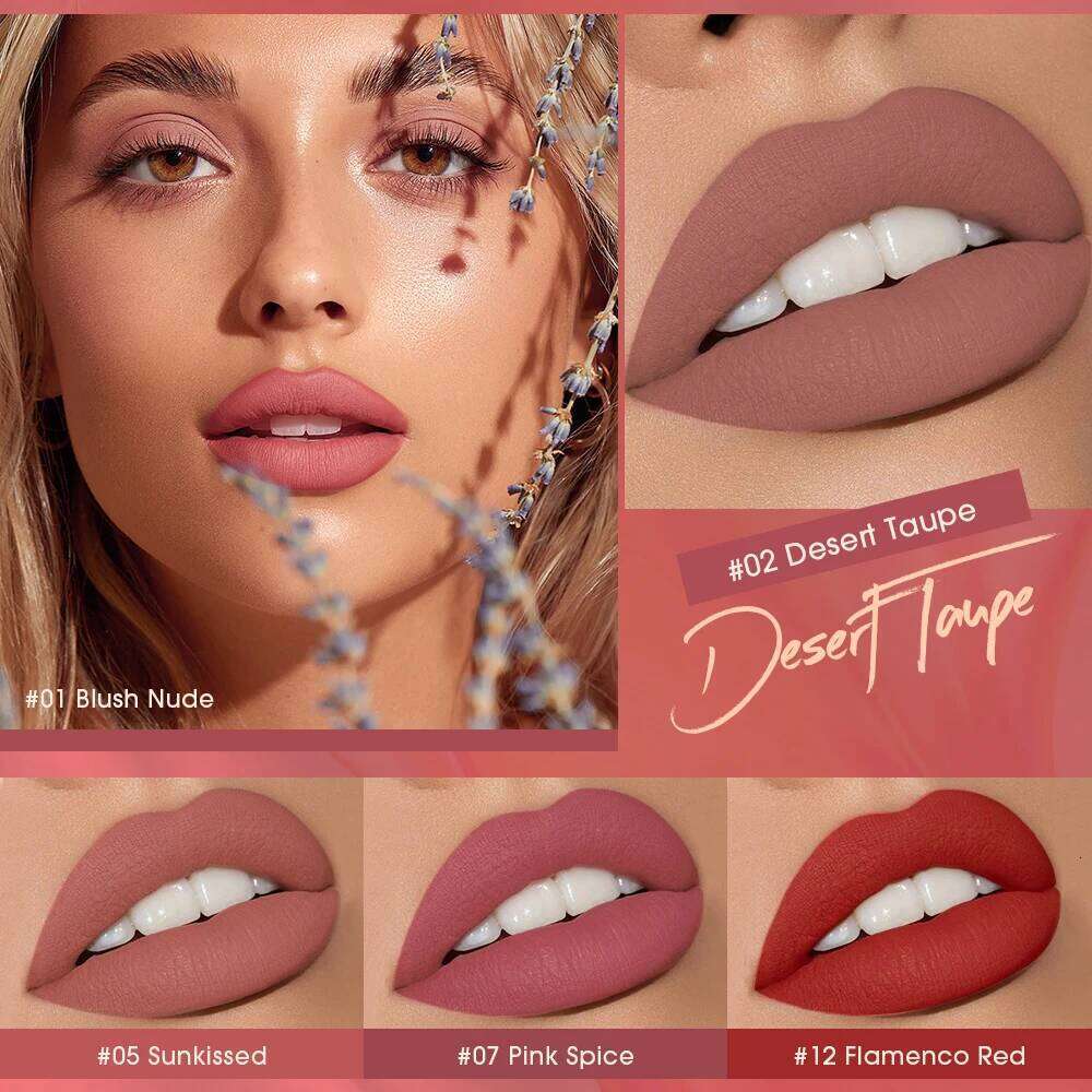 O.TWO.O Matte Liquid Long Lasting Lip Glaze Super Soft Sexy Red Nude Pink Lipgloss Waterproof Makeup Cosmetics Lipstick Z260310