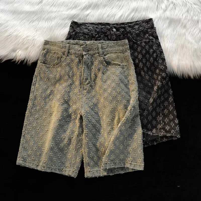 Moda Casual Estate Azzurro Distressed Uomo Pantaloncini Di Jeans Smart Gamba Dr…