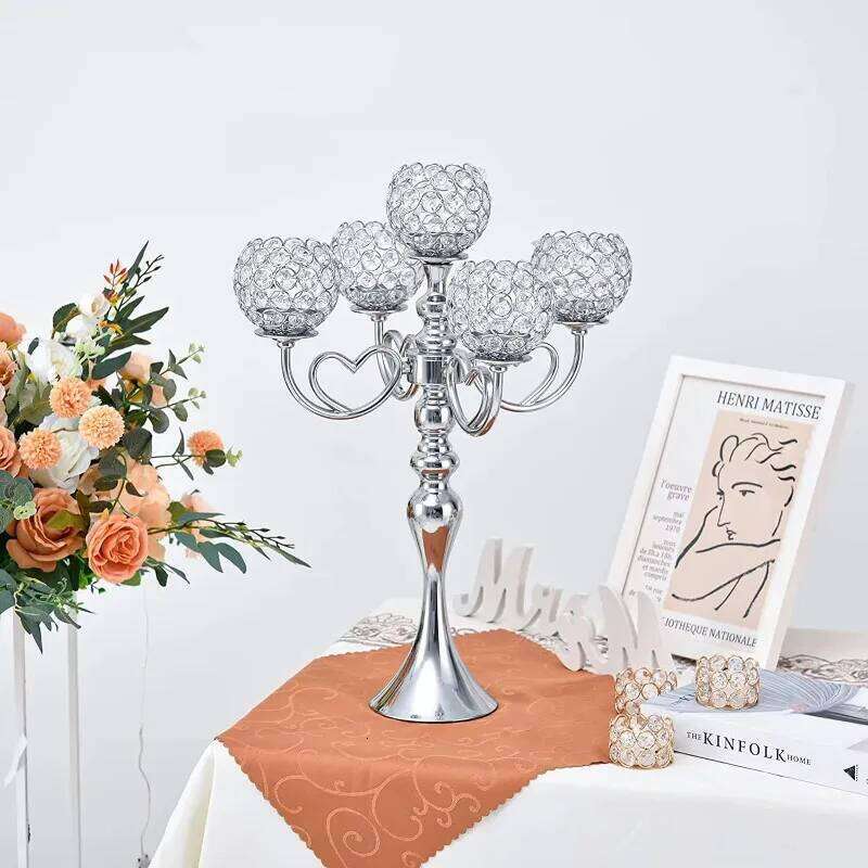Gold/Silver Crystal Holders 5 Arm Candelabra Centerpiece Table Decorations Candle Holder for Home Wedding DECOR H260310