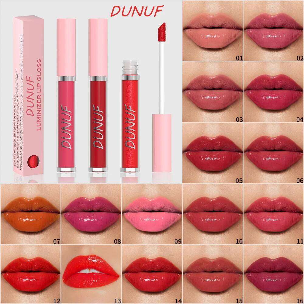 DUNUF High Quality Mirror Herorange Lipstick Gloss Make-up Lightly Glass Moisturizing Plump Lip stick Lipgloss Gifts Z260310