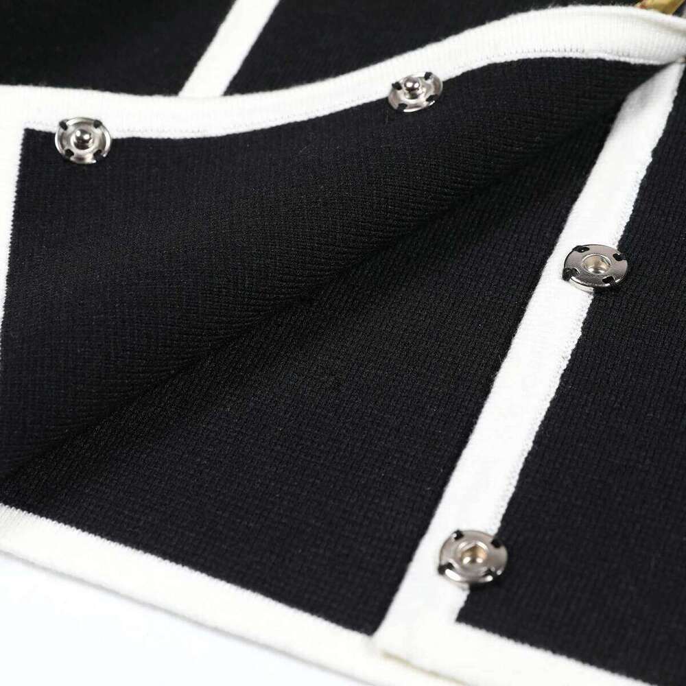 High Quality And Fashionable New Knitted Patchwork Lapel Button Long Sleeved Cardigan Straight Leg Pants Women S Suit MAKOUFEI