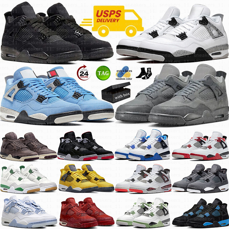 With Box 4 basketball shoes 4s Military Black Cat Sail Red White Cement Yellow Thunder Cool Grey Navy University Blue Pink 4shoes Mens Women Sneaker Sport Trainer