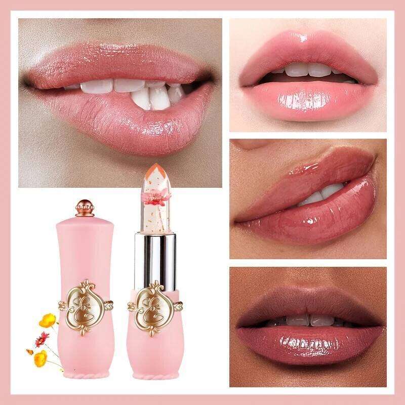 Crystal Flower Jelly Lipstick, Long Lasting Nutritious Balm Lips Moisturizer Temperature Color Change Lip Gloss Z260310