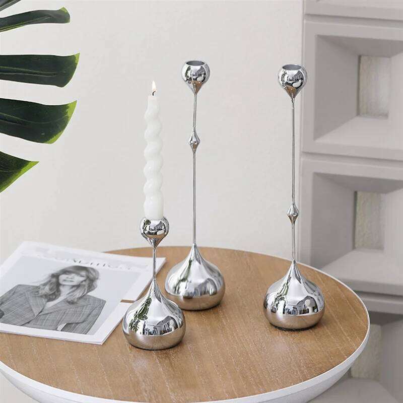 A69ecandle Holder Silver Metal Candlestick Romantic Art Table Decoration For Home Dining,Wedding Photography Props H260310