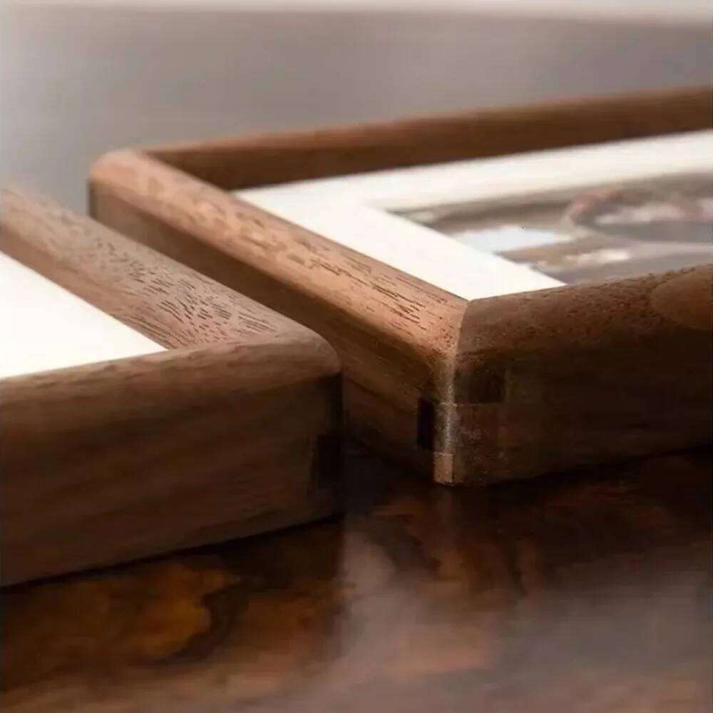 Black Walnut Real Wooden Round Corner Swing Table 6/7/8 Inch Mortise Tenon Photo Frame Home Decoration Picture Fram H260310 - view 5