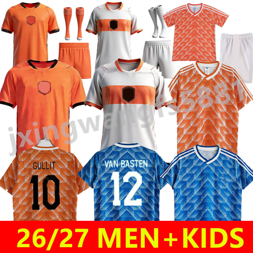 2026 Holland football Shirt home away VIRGIL MEMPHIS F.DE JONG Players fans 1988 Netherlands Retro Soccer Jersey van Basten Gullit Classic Men uniform kids kit