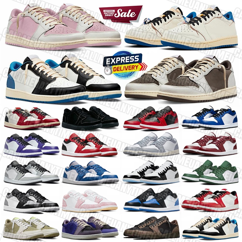 New Designer Shoes 1 1s Low Mens basketball shoes travisscot j1 Reverse Mocha Leather rubber Sneakers jordan1smen Outdoor Trainers jordan1men black