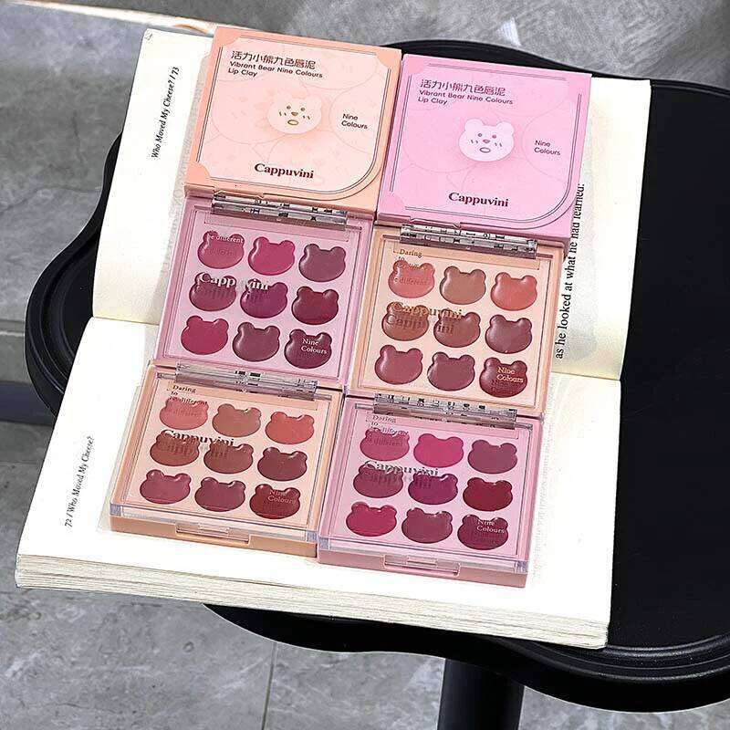 Cappuvini 9 Colors Velvet Lip Mousse - Matte & Natural Finish, Long-Lasting Non-Drying, Cute Bear Design for Youthful Look, Z260310