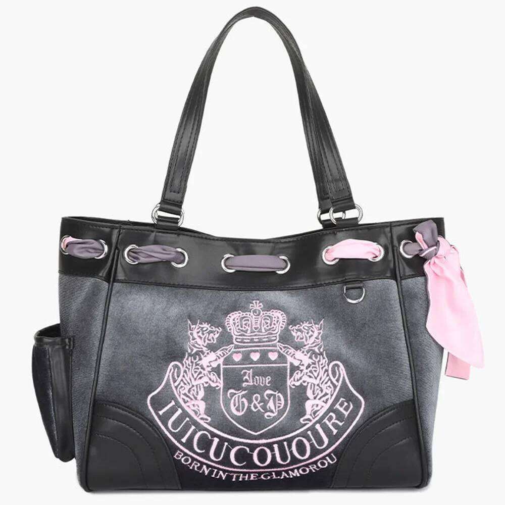 Ladies Large-Capacity Tote Y2K Women Vintage Retro Chic Embroidery Velvet Handbags Girl Shopping Shoulder Bag Women's Purses XJ260310