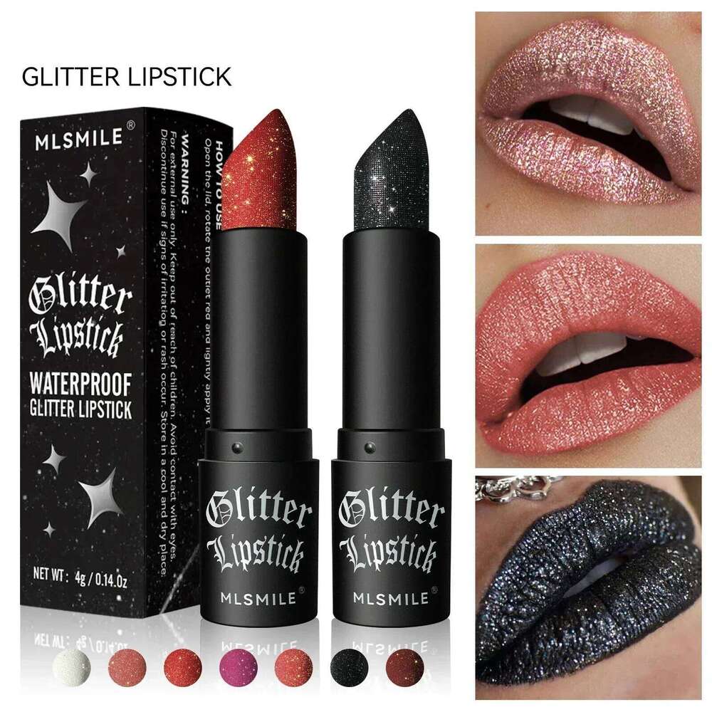 Diamond Pearlescent Lipstick Waterproof Long Lasting Non-stick Cup Matte Velvet Shiny Lipsticks Red Sexy Lips Makeup Cosmetics Z260310