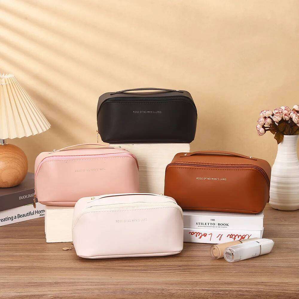 1Pc Travel Bag,Large Capacity Cosmetic Bags for Women,Waterproof Portable Pouch Open Flat Toiletry Pattern Makeup Bag XJ260310