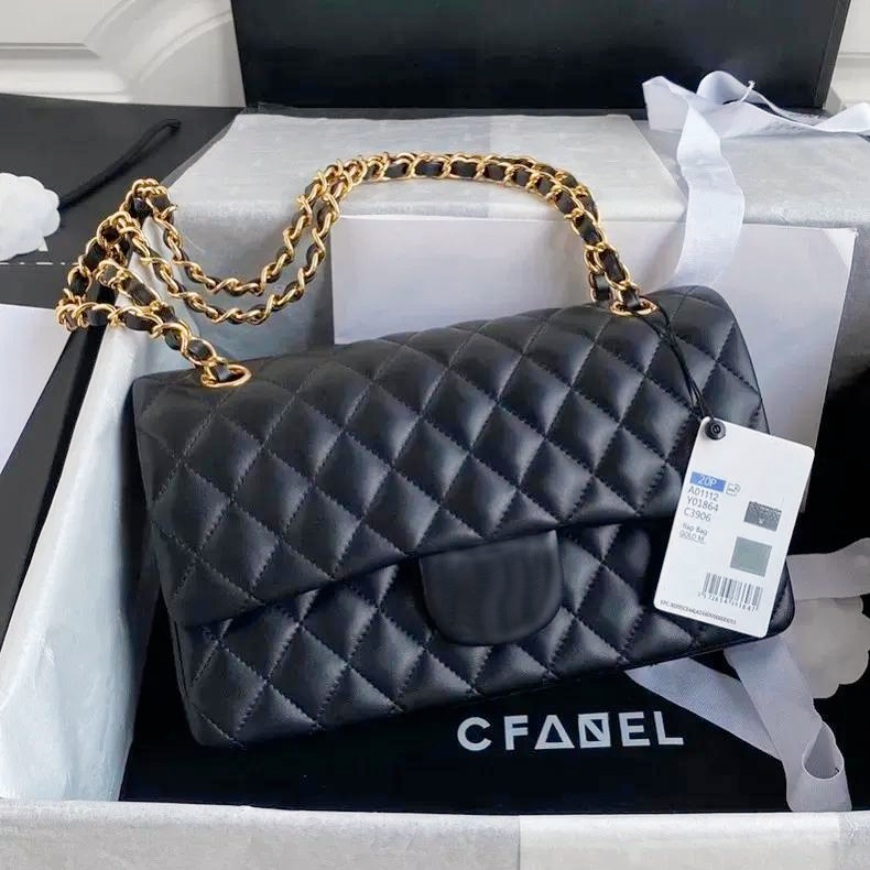 Designer Bag Women's Purse 10A Luxury Shoulder Bag Classics Caviar High Quality Plaid Buckle Flap Handbag Silver Gold Chain Leather Metal Letter Gold Silver Color