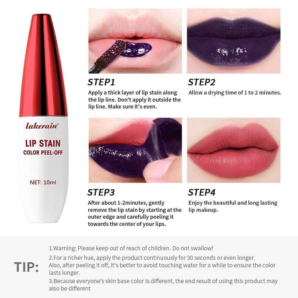 3 Colors Waterproof Lip Stain Color Peel-Off, Not Easy to transfer&Non-stick cup Z260310