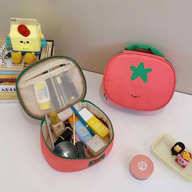 Tomato Makeup Bag Nylon Waterproof Portable Toiletry Pouch Unique Cute Design Cosmetic Organizer XJ260310