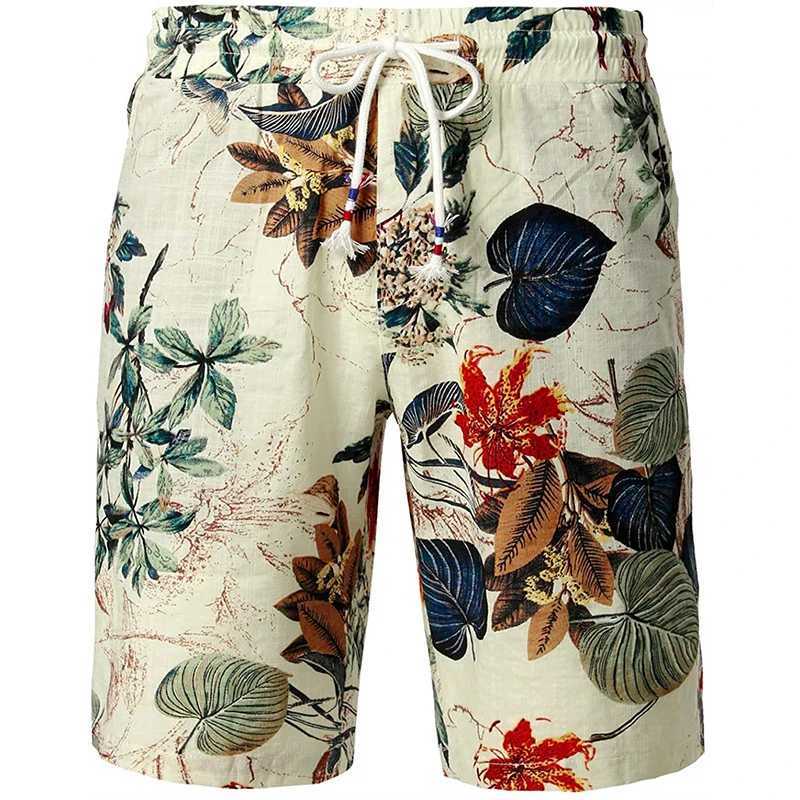 Flowers Tree Leaf 3d Printed Shorts For Men Fashion Casual Oversized Beach Short Hawaii Clothing Vacation Colorful Short Pants N260310