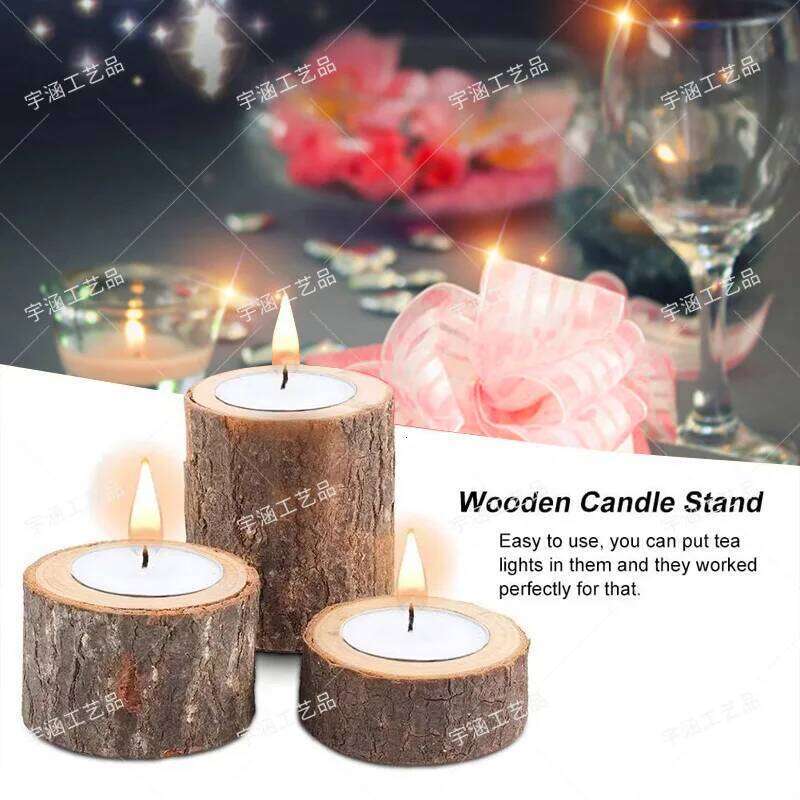 Tea Light Candle Holders Wooden Votive Tealight Holder Rustic for Wedding Baptism Birthday Baby Shower Party Home Decoration H260310