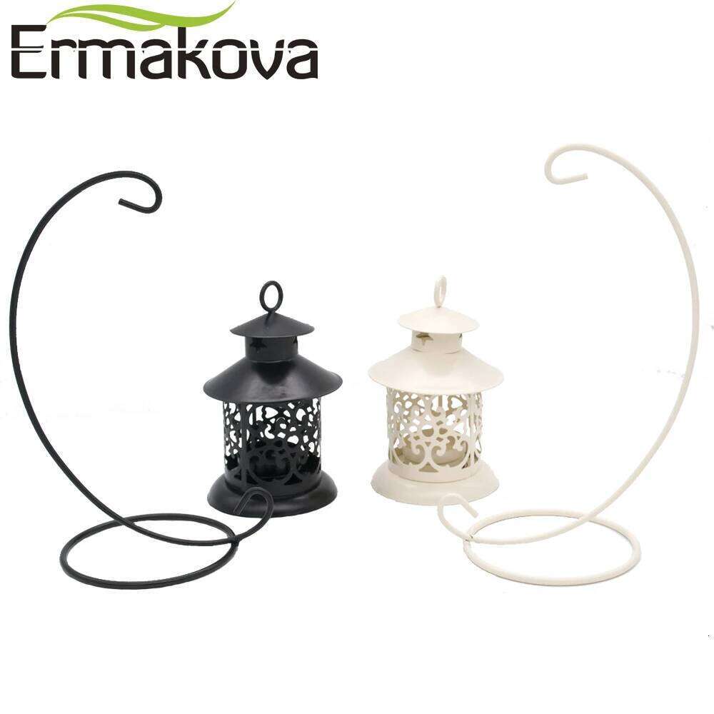 ERMAKOVA Candlestick Vintage Metal European Holder Articles Hanging Lantern with Candle Stand Wedding Home Decoration H260310