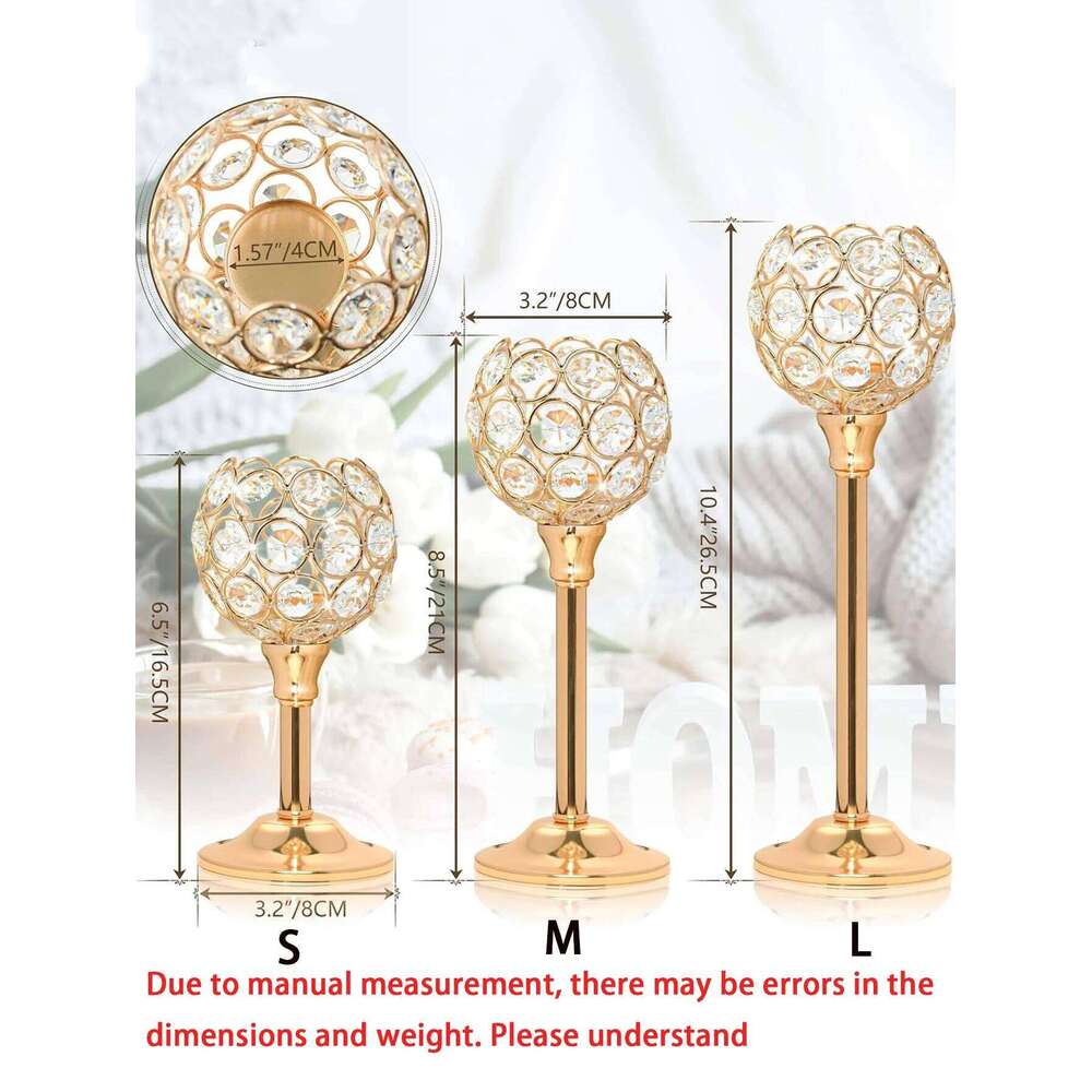 1/3pcs Crystal Holder, Golden Candlestick Decorative Tealight Candle Holder For Wedding/Party/Table Centerpiece Decor H260310