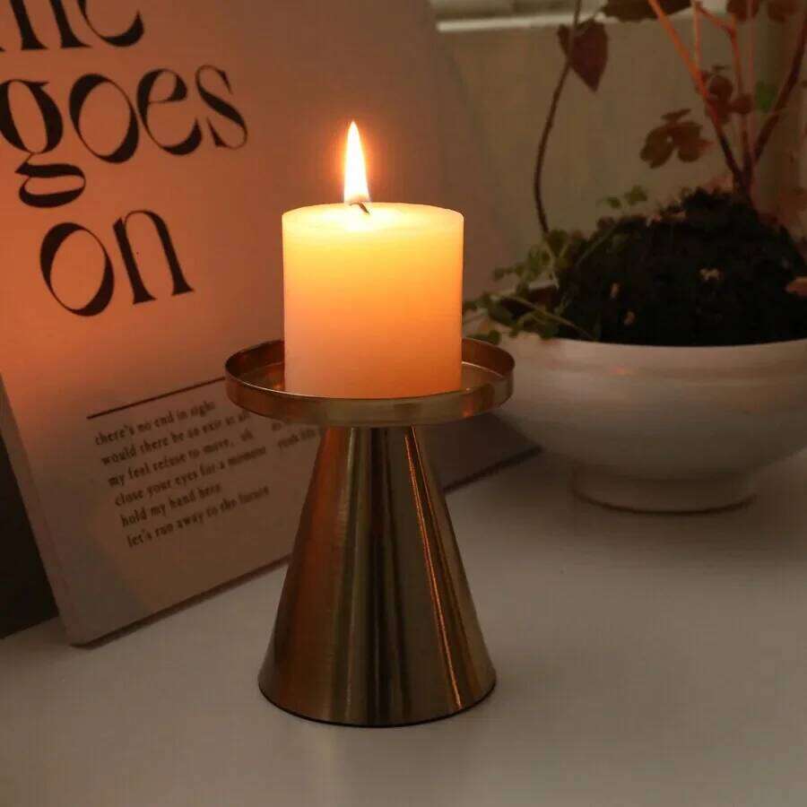 3pcs Copper-Plated Tea Light Candlestick Set for Wedding Home Decoration Table Black Candle Holder H260310