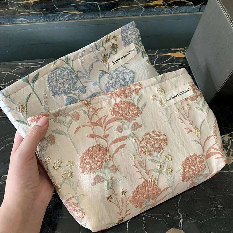Flower Printed Women Girls Makeup Pouch Travel Toiletries Large Beauty Cosmetic Bag Wash Bags Canvas Handbags Storage Organizer XJ260310