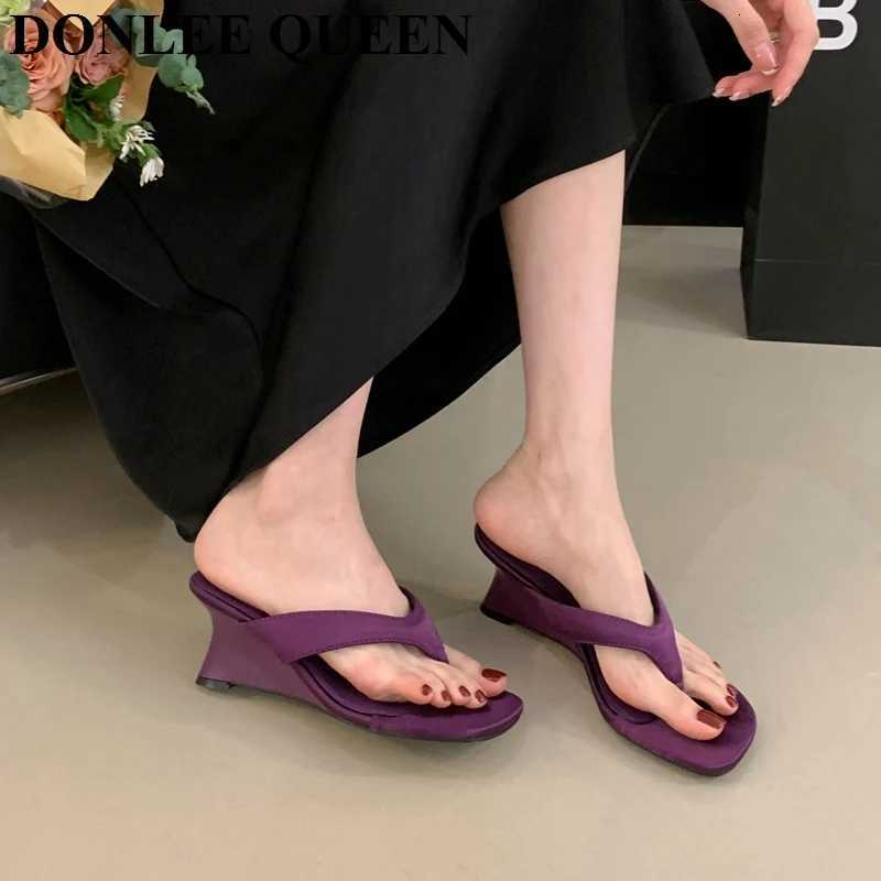Fashion Wedge Heel Slipper Slides Women Clip Toe Flip Flops Narrow Band Sandals Shoes Casual Female Slipper Sandalia Mujer K260311