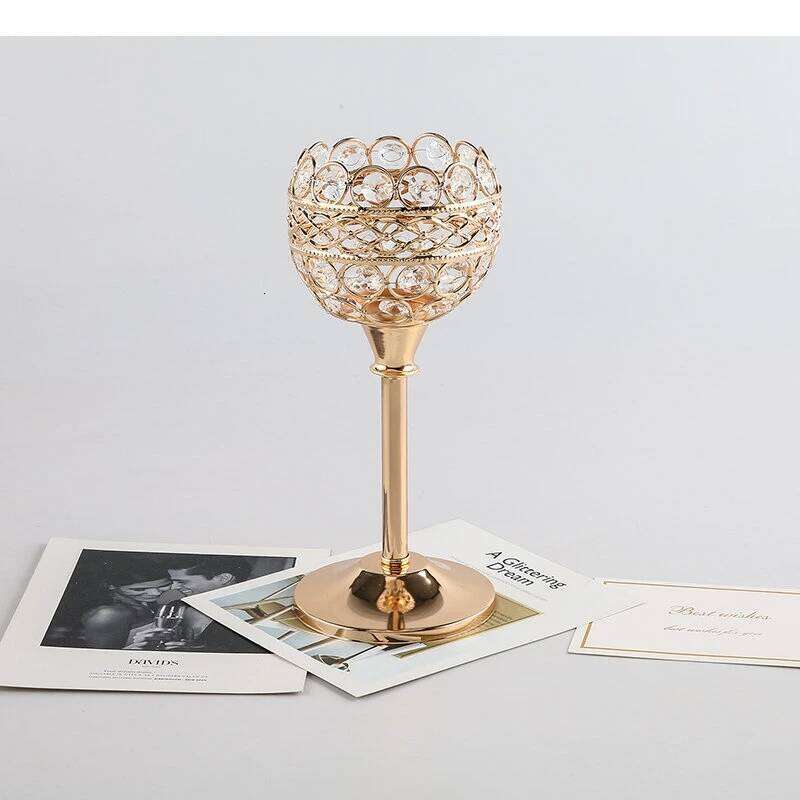 Delicate Glass Candlestick Metal Stand Modern Candles Ornament Candelabros Romantic Home Decor Candle Holders Wedding Decoration H260310