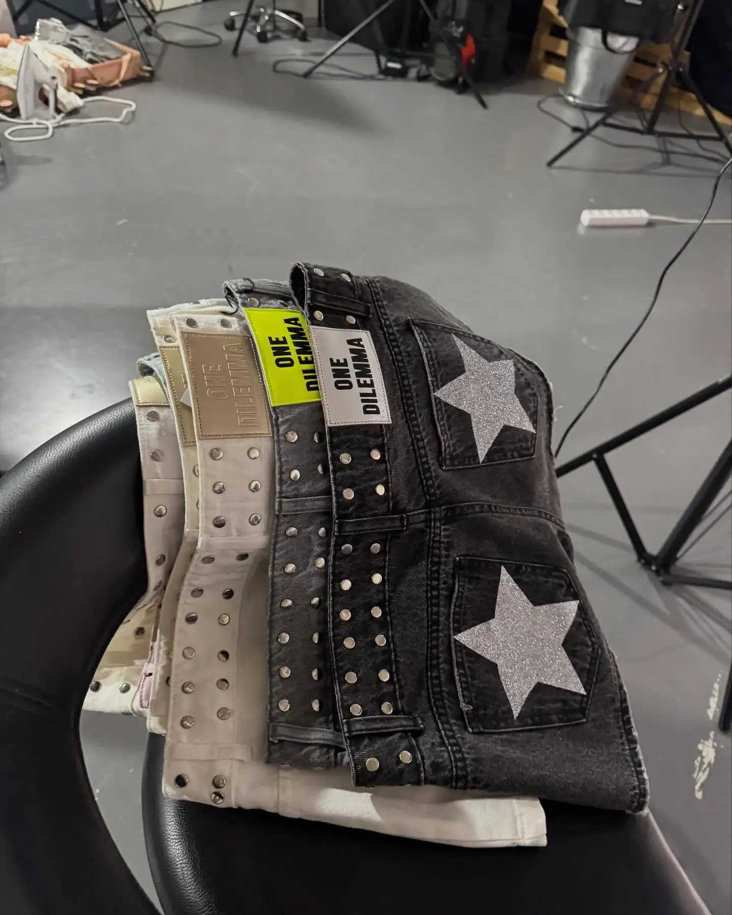 Vintage Y2k Five Pointed Star Jeans Women Blue High Waist Straight Baggy Denim Pants American Retro 90s Street Wide Leg JeansT260310