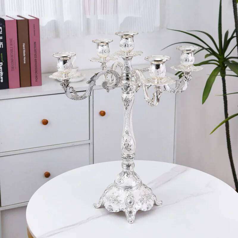 3/5-Arm European Metal Candle Holder Elegant Dining Table Entryway Decor for Romantic Ambience H260310