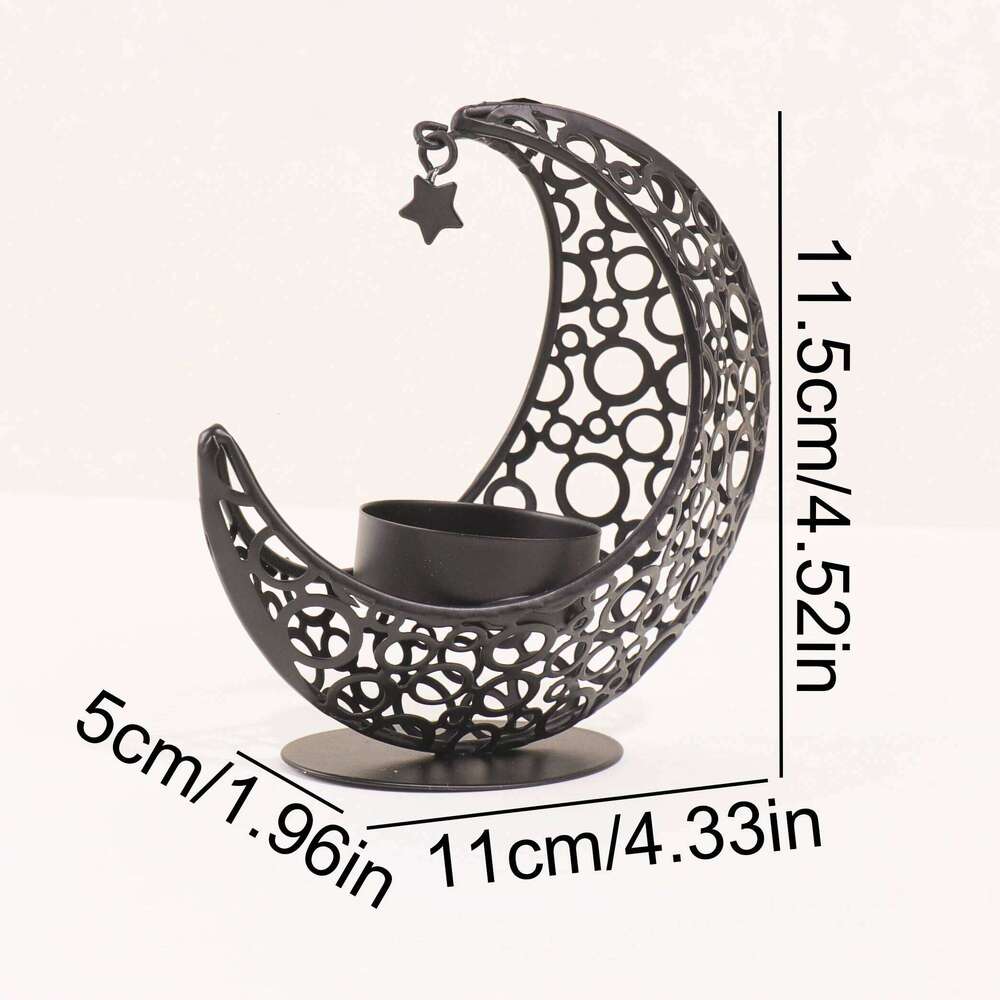 Ramadan 3D Moon Romantic Light Desktop Candle Holder, Eid Home Decor Ornament, Exquisite Gift H260310
