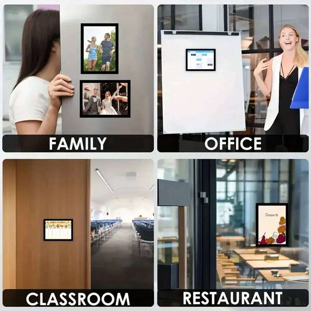 5pcs black self-adhesive magnetic photo frames, reusable, suitable for wall decoration and advertising display. H260310 - view 5