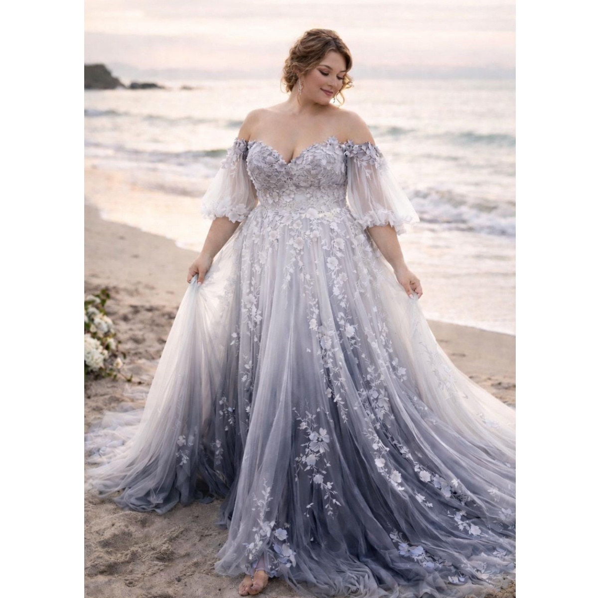 Princess Aso Ebi Wedding Dress Floral Puffy Ball Gown Lace Bridal Gowns Plus Size Vestidos De Noiva