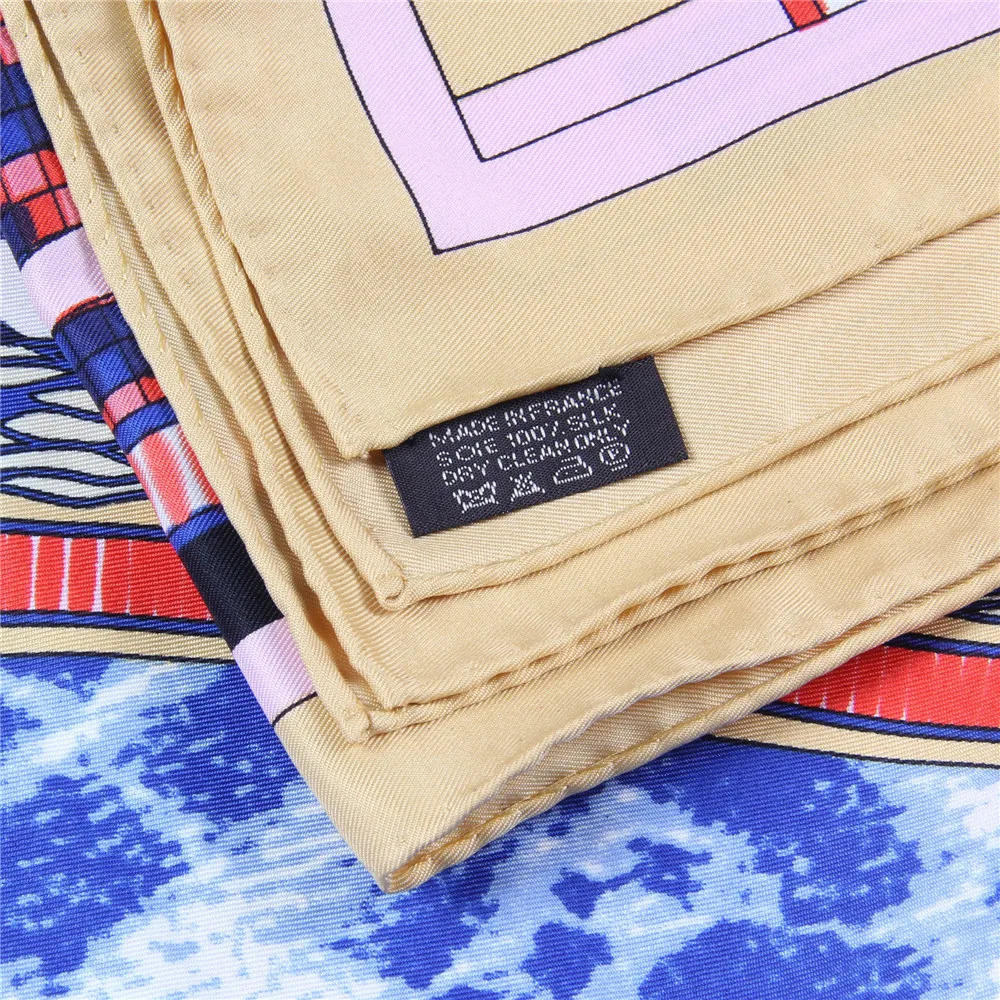 Saddle Print Twill Silk Scarf Women 90CM Square Scarves Wraps Shawl y Hijabs Bandana Handmade Curled Silk Head Scarf 260309