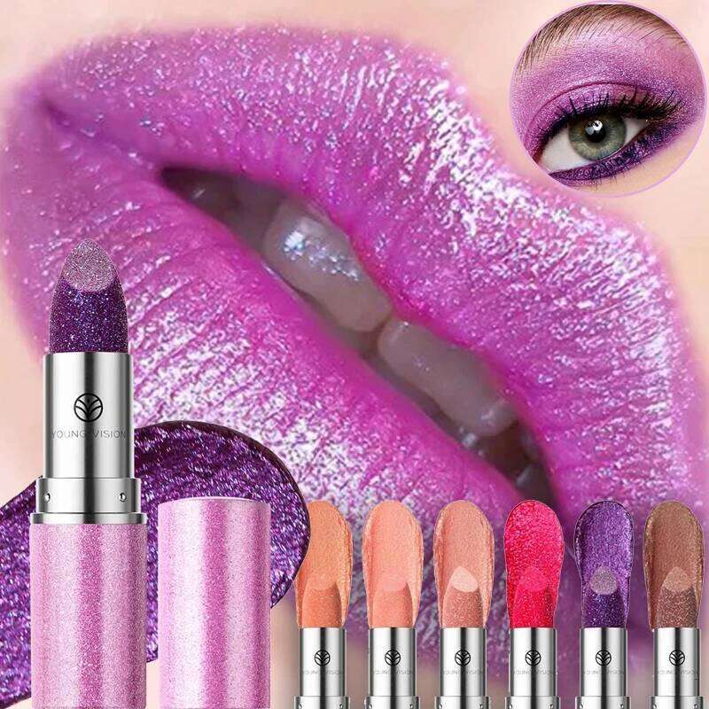 6 Colors Bold & Intense Glitter Lipstick Long Lasting Shimmer Metallic Pearlescent Lip Tint Eyeshadow Senior Lips Makeup Gifts Z260310