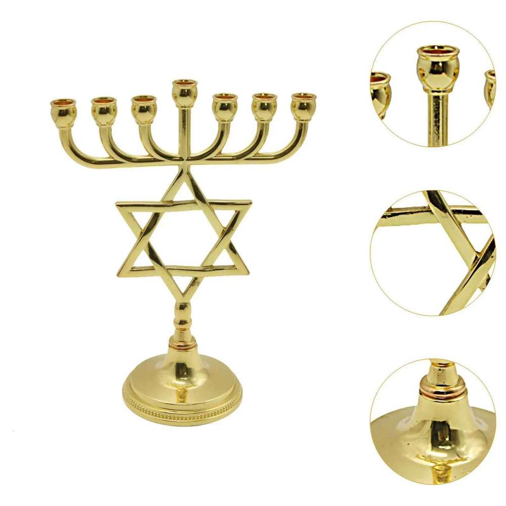 Hanukkah Menorah Metal Candlestick Table Candelabrum Candelabra 7 Branches Candle Holder for Bedroom Cabinet Decor H260310