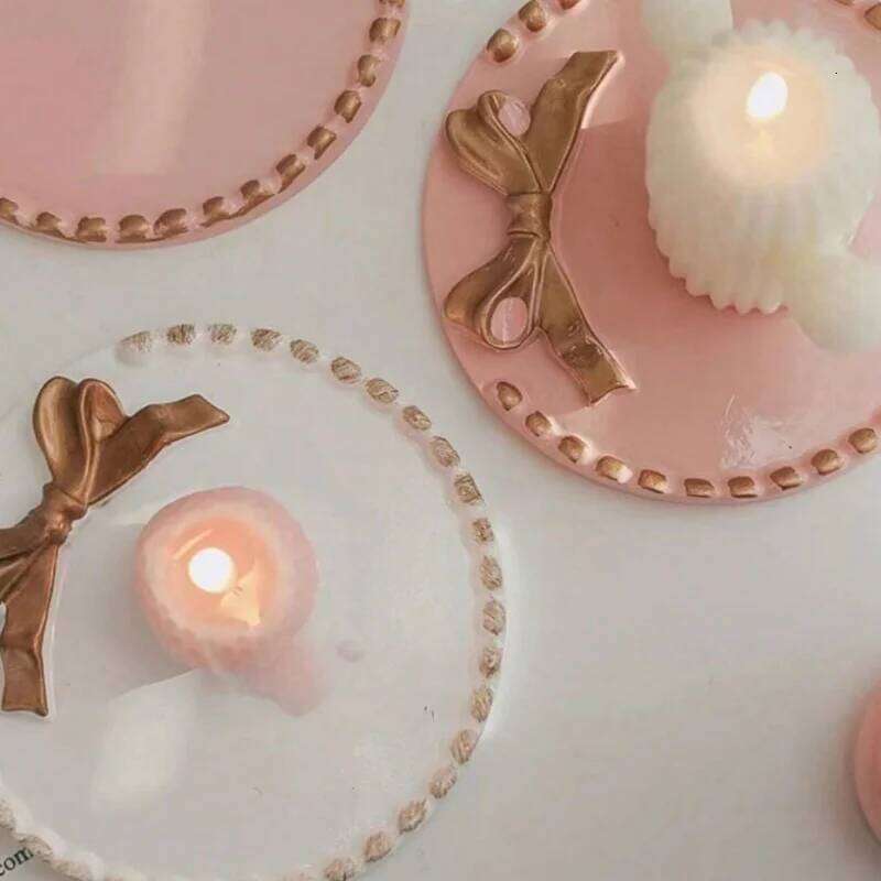1pc Ins Pad Base Home Storage Photography Ornaments Retro Round Tray Small Candle Holder Halloween H260310