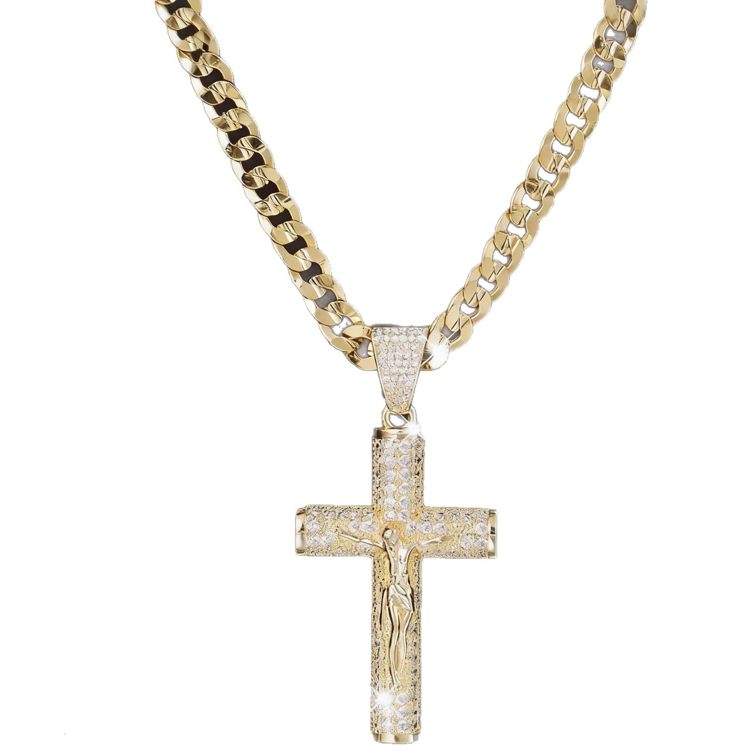 2026 New Designer Luxury Brand Large Cross Pendant Full Diamond Zircon Buckle Electroplated Gold Cuban Chain Fashion Hip Hop Necklace Free Shipping Wh