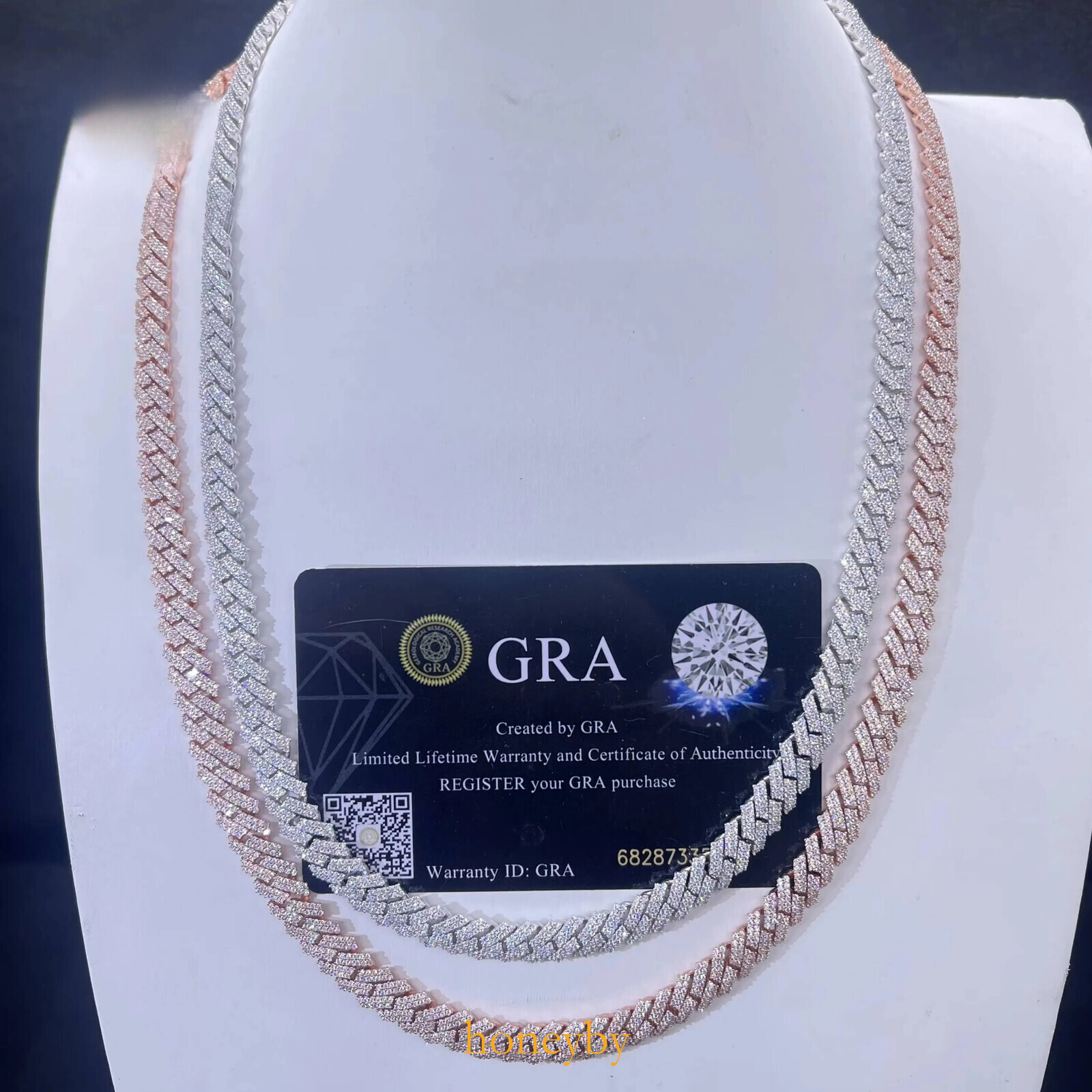 Hip Hop Men Rose Gold Miami Necklace in 925 Silver Iced Out Moissanite Chain Rock Jewelry