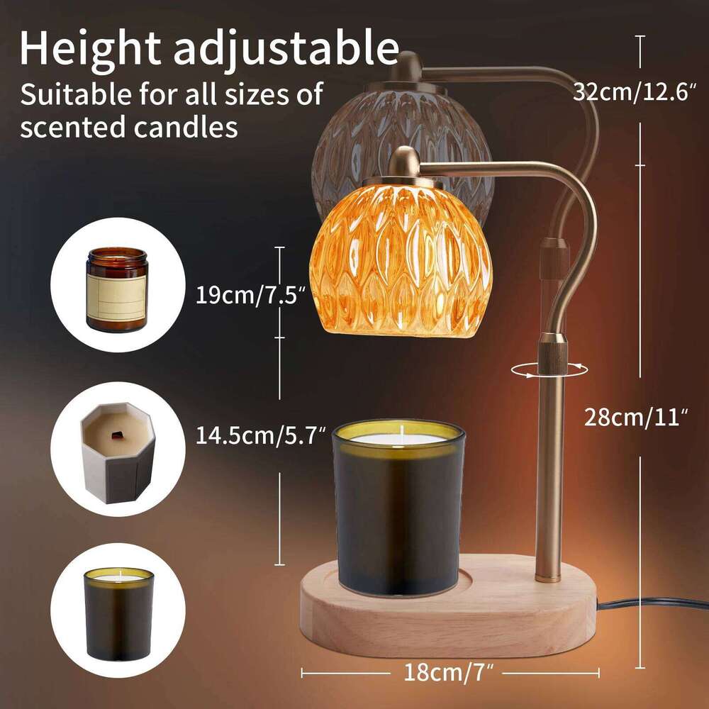 Retro Candle Warmer Table Aromatherapy Lamp with Timer & Dimmer Height Adjustable for Scented Candles Home Bedroom Decor H260310