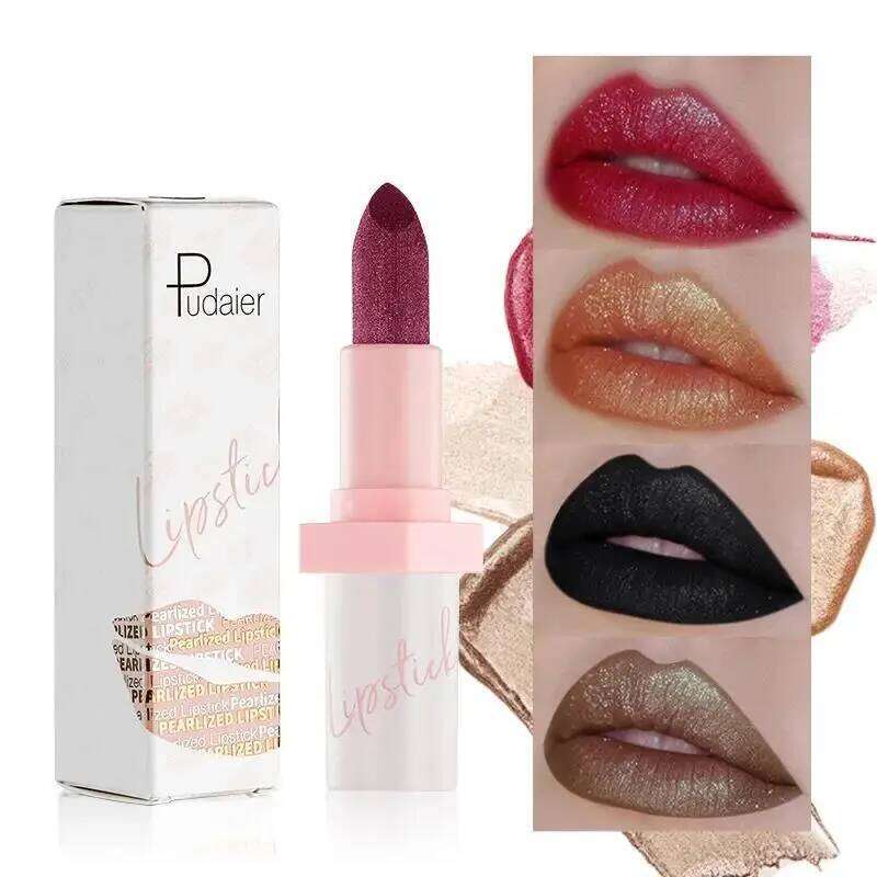 Shimmery Diamond 10 Shades Waterproof Glittery Non Transfer Red Lip Tint Smooth Long Wear Pearly Lipstick Z260310