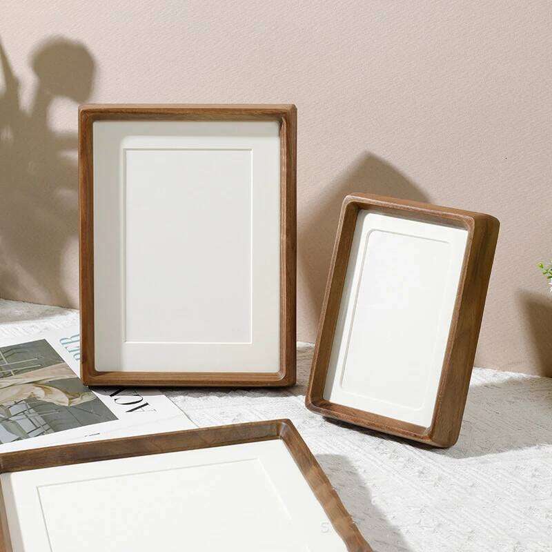 Solid Wood Black Walnut Mortise and Tenon Round Corner Picture Elegant Couple's Photo Frame Display Stand Home Decor H260310 - view 4