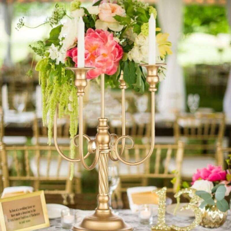 Metal 5-Candle Candlestick Taper Candles, Candle Holder for Wedding Centerpiece Christmas Valentine Party Event Decor H260310