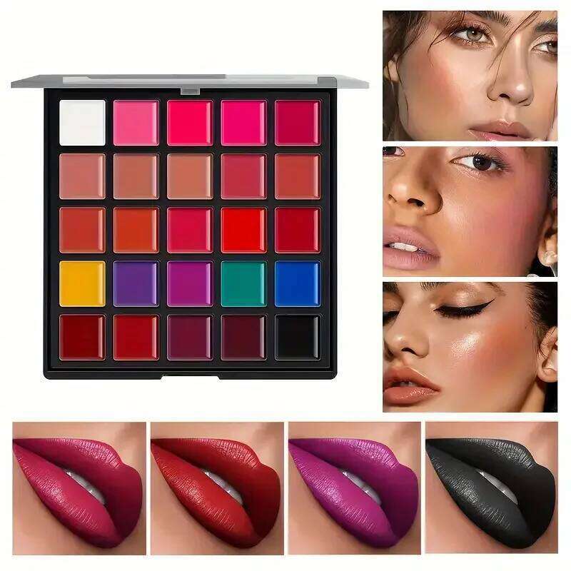 25-Color Lipstick Palette Long-Lasting 24-Hour Wear,Waterproof Smudge-Proof,Multi-Purpose for Lips and Eyes,Valentine's Gift Z260310