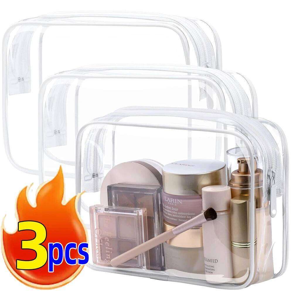 Travel Organizer Bath Toiletry Wash Storage Case White Transparent Zipper Makeup Bags Clear Pouch Women's Cosmetic Bag XJ260310